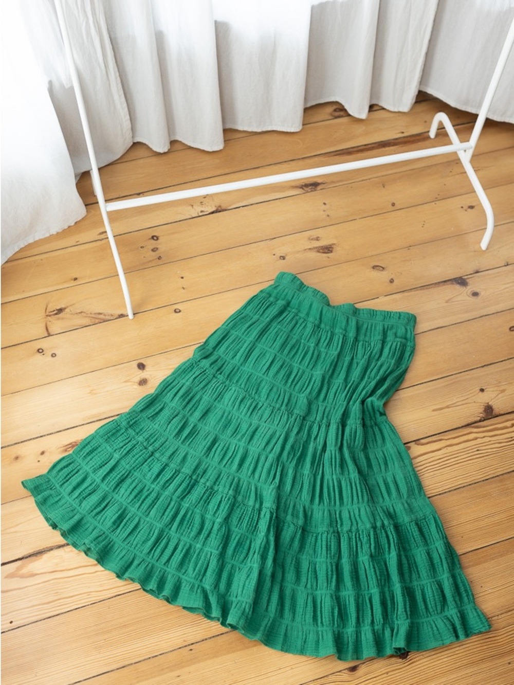 Max Studio Green Tiered Smocked Skirt
